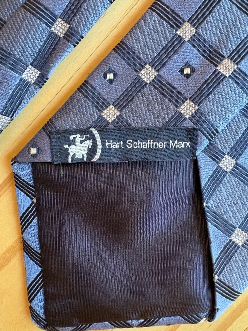 Hart Schaffner Marx Blue Geometric 100% Silk Jacquard Men’s Tie
